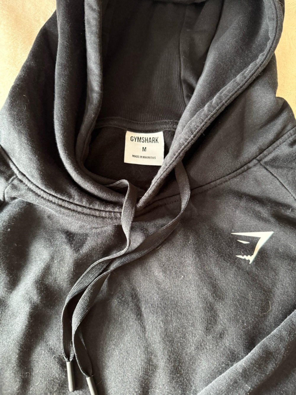 Gymshark Black Cropped Hoodie with White Logo size Medium - Picture 3 of 6